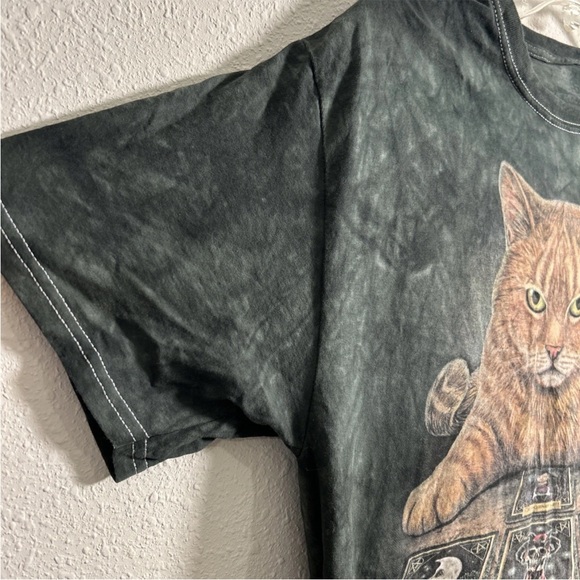 The Mountain Tarot Card Cat Reading Tie Dye Green Black T-Shirt Cotton Size Sm - Picture 6 of 10